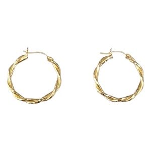 14K Yellow Gold Twisted Hoop Earrings #21739